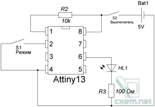 Tiny13a схема включения