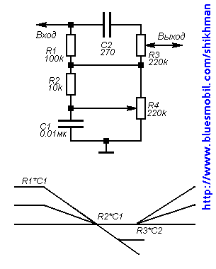 Простой регулятор тембра схема