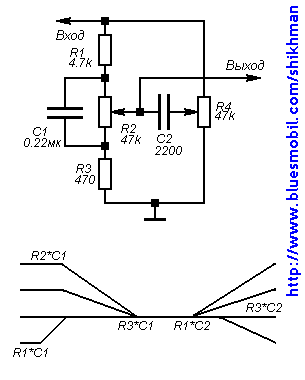 Схема пассивного регулятора тембра с алиэкспресс