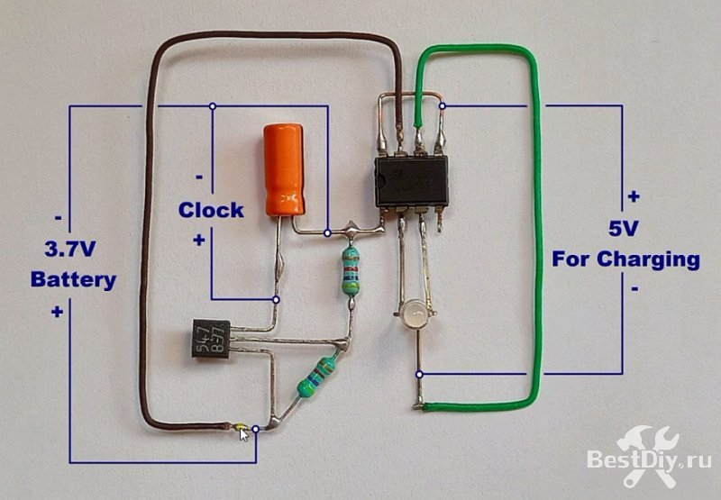 Переводим настенные часы на питание от Li-ion аккумулятора на 3,7В