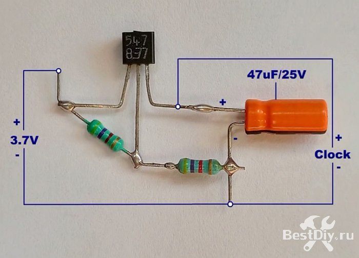 Переводим настенные часы на питание от Li-ion аккумулятора на 3,7В