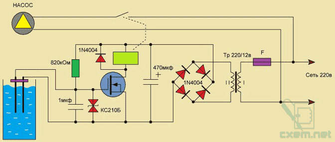 Датчик уровня воды в резервуаре своими руками схема для включения и отключения