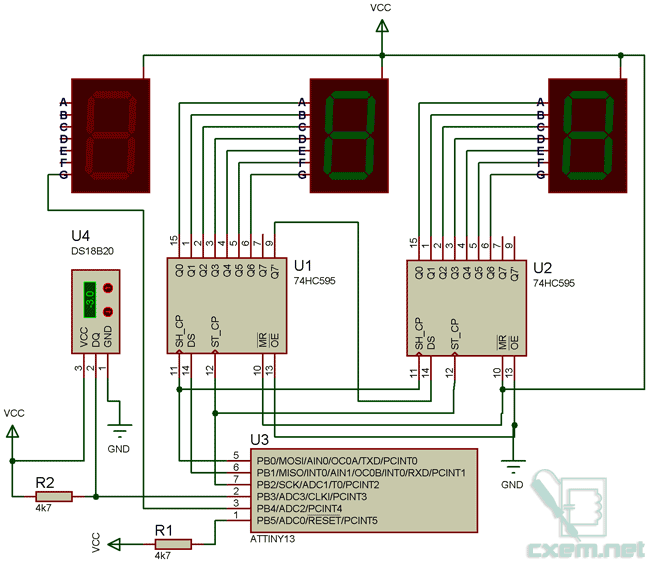 Принципиальная схема ds18b20