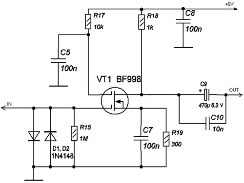 Усилитель для частотомера схема