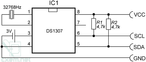 Ds1307 схема включения