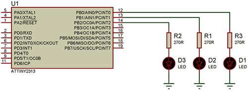 Лампа настроения на attiny13 схема