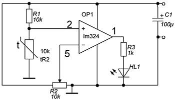 Термометр на термисторе схема